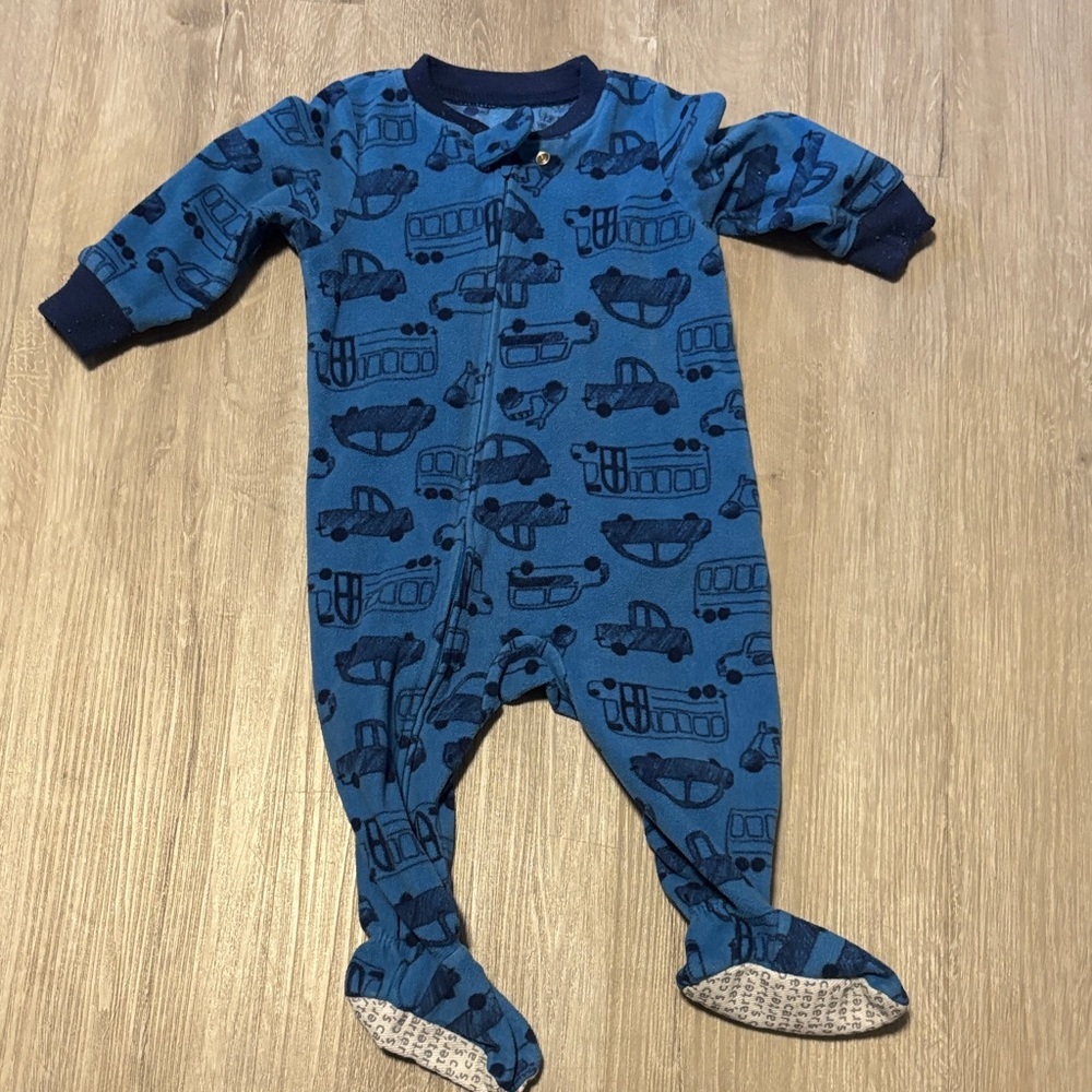 Carter's Blue Footed One Piece with Vehicle Pattern